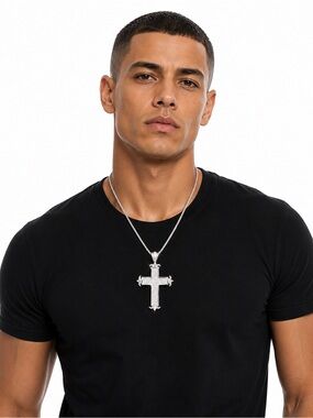 Men’s Stainless Steel Pendant with Crystals
